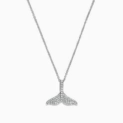 Necklaces & Pendants|Effy Jewelry Seaside 14K White Gold Diamond Whale's Tail Pendant, 0.28 TCW