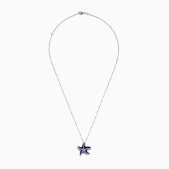 Necklaces & Pendants|Effy Jewelry Seaside 14K White Gold Lapis and Diamond Starfish Pendant