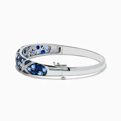 Bracelets|Effy Jewelry Seaside 14K White Gold Sapphire u0026 Diamond Starfish Bangle, 8.25 TCW