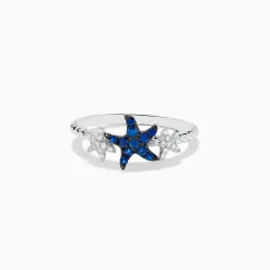 Rings|BH Multi Seaside 14K White Gold Sapphire and Diamond Starfish Ring