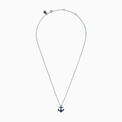 Necklaces & Pendants|Effy Jewelry Seaside 14K White Gold Sapphire and Diamond Anchor Pendant, 0.29 TCW