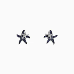 Earrings|Effy Jewelry Seaside 14K White Gold Sapphire u0026 Diamond Starfish Stud Earrings, 0.71 TCW
