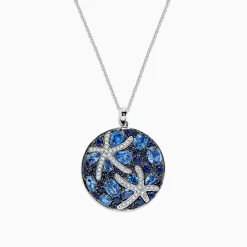 Necklaces & Pendants|Effy Jewelry Seaside 14K White Gold Sapphire u0026 Diamond Starfish Pendant, 5.74 TCW