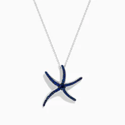 Necklaces & Pendants|BH Multi Seaside 14K White Gold Sapphire Starfish Pendant