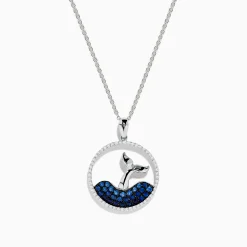 Necklaces & Pendants|Effy Jewelry Seaside 14K White Gold Sapphire and Diamond Whale's Tail Pendant