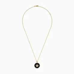 Necklaces & Pendants|Effy Jewelry Seaside 14K Yellow Gold Black Agate and Diamond Starfish Pendant