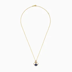 Necklaces & Pendants|Effy Jewelry Seaside 14K Yellow Gold Blue Sapphire and Diamond Anchor Pendant