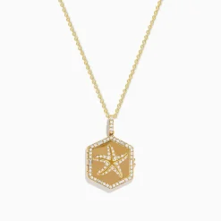 Necklaces & Pendants|Effy Jewelry Seaside 14K Yellow Gold Diamond Starfish Locket Pendant
