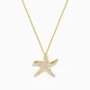 Necklaces & Pendants|Effy Jewelry Seaside 14K Yellow Gold Diamond Starfish Pendant, 0.13 TCW