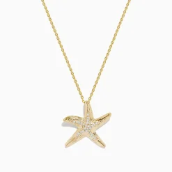 Necklaces & Pendants|Effy Jewelry Seaside 14K Yellow Gold Diamond Starfish Pendant, 0.13 TCW
