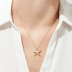Necklaces & Pendants|Effy Jewelry Seaside 14K Yellow Gold Diamond Starfish Pendant, 0.13 TCW