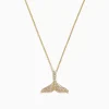 Necklaces & Pendants|Effy Jewelry Seaside 14K Yellow Gold Diamond Whale's Tail Pendant, 0.28 TCW