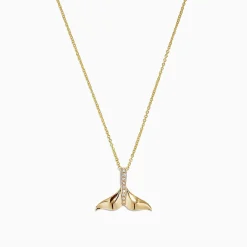 Necklaces & Pendants|Effy Jewelry Seaside 14K Yellow Gold Diamond Whale's Tail Pendant, 0.05 TCW