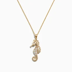 Necklaces & Pendants|Effy Jewelry Seaside 14K Yellow Gold Diamond Seahorse Pendant, 0.15 TCW