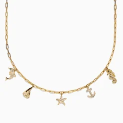 Necklaces & Pendants|Effy Jewelry Seaside 14K Yellow Gold Diamond Charm Necklace