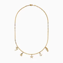 Necklaces & Pendants|Effy Jewelry Seaside 14K Yellow Gold Diamond Charm Necklace