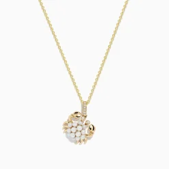 Necklaces & Pendants|Effy Jewelry Seaside 14K Yellow Gold Fresh Water Pearl and Diamond Crab Pendant