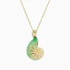 Necklaces & Pendants|BH Multi Seaside 14K Yellow Gold Green Swirl Shell Pendant