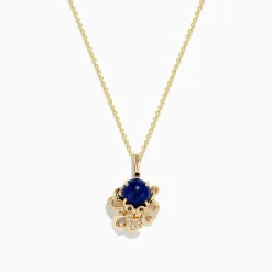 Necklaces & Pendants|Effy Jewelry Seaside 14K Yellow Gold Lapis Lazuli Octopus Pendant
