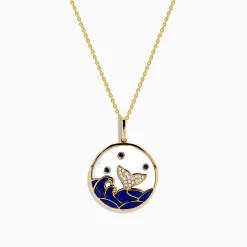 Necklaces & Pendants|Effy Jewelry Seaside 14K Yellow Gold Lapis, Mother of Pearl, Sapphire and Diamond Pendant