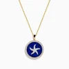 Necklaces & Pendants|Effy Jewelry Seaside 14K Yellow Gold Lapis and Diamond Starfish Pendant