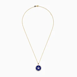 Necklaces & Pendants|Effy Jewelry Seaside 14K Yellow Gold Lapis and Diamond Starfish Pendant