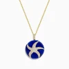 Necklaces & Pendants|Effy Jewelry Seaside 14K Yellow Gold Lapis and Diamond Starfish Pendant