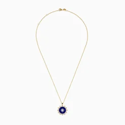 Necklaces & Pendants|Effy Jewelry Seaside 14K Yellow Gold Lapis and Diamond Compass Pendant