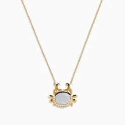 Necklaces & Pendants|Effy Jewelry Seaside 14K Yellow Gold Mother Of Pearl and Diamond Crab Necklace