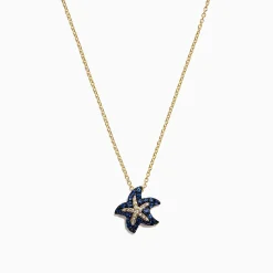 Necklaces & Pendants|Effy Jewelry Seaside 14K Yellow Gold Sapphire u0026 Diamond Starfish Pendant, 0.41 TCW