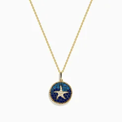 Necklaces & Pendants|Effy Jewelry Seaside 14K Yellow Gold Sapphire and Diamond Starfish Pendant