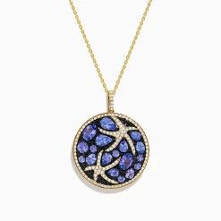 Necklaces & Pendants|Effy Jewelry Seaside 14K Yellow Gold Tanzanite u0026 Diamond Starfish Pendant