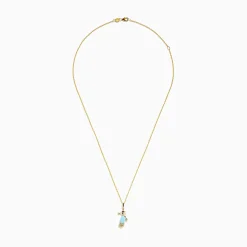 Necklaces & Pendants|Effy Jewelry Seaside 14K Yellow Gold Turquoise and Diamond Seahorse Pendant