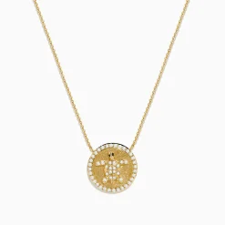 Necklaces & Pendants|Effy Jewelry Seaside 14K Yellow Gold White and Black Diamond Turtle Necklace