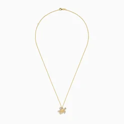 Necklaces & Pendants|Effy Jewelry Seaside 14K Yellow Gold White and Black Diamond Turtle Pendant
