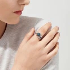 Rings|Effy Jewelry Seaside S. Silver Topaz u0026 Diamond Turtle and Starfish Ring, 1.06 TCW