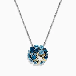 Necklaces & Pendants|BH Multi Seaside Silver u0026 18K Gold Blue Topaz Starfish Pendant, 4.90 TCW