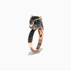 Rings|Effy Jewelry Signature 14K Gold Black Diamond u0026 Tsavorite Panther Ring, 1.75 TCW