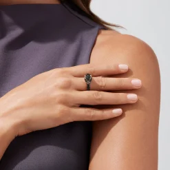 Rings|Effy Jewelry Signature 14K Gold Black Diamond u0026 Tsavorite Panther Ring, 1.75 TCW