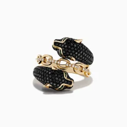Rings|Effy Jewelry Signature 14K Gold Black Diamond Panther Bypass Statement Ring