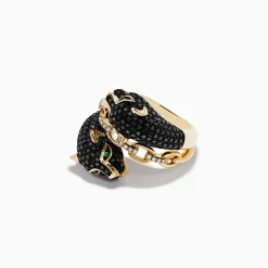 Rings|Effy Jewelry Signature 14K Gold Black Diamond Panther Bypass Statement Ring