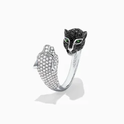 Rings|BH Multi Signature 14K Gold Black u0026 White Diamond Double Panther Ring, 1.49 TCW