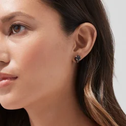 Earrings|BH Multi Signature 14K Rose Gold Black Diamond u0026 Emerald Earrings, 0.93 TCW