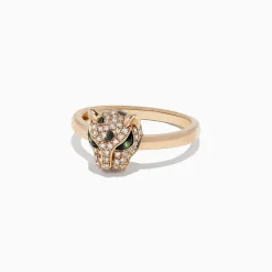 Rings|Effy Jewelry Signature 14K Rose Gold Diamond and Tsavorite Mini Ring, 0.25 TCW
