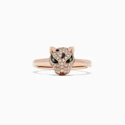 Rings|Effy Jewelry Signature 14K Rose Gold Diamond and Tsavorite Mini Ring, 0.25 TCW