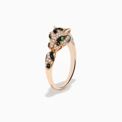 Rings|Effy Jewelry Signature 14K Rose Gold Diamond and Garnet Panther Ring, 0.56 TCW