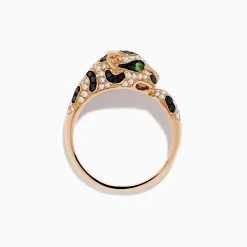 Rings|Effy Jewelry Signature 14K Rose Gold Diamond and Garnet Panther Ring, 0.56 TCW