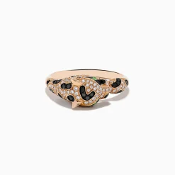 Rings|Effy Jewelry Signature 14K Rose Gold Diamond and Garnet Panther Ring, 0.56 TCW