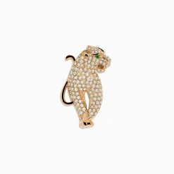 Accessories|Effy Jewelry Signature 14K Rose Gold Diamond and Emerald Panther Pin