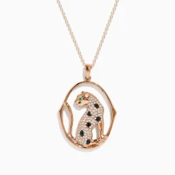 Necklaces & Pendants|Effy Jewelry Signature 14K Rose Gold Diamond and Emerald Pendant, 0.44 TCW